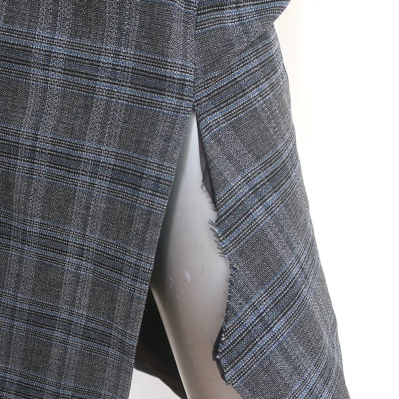 Vetements Pencil Skirt Grey Check Wool-Blend Size Medium