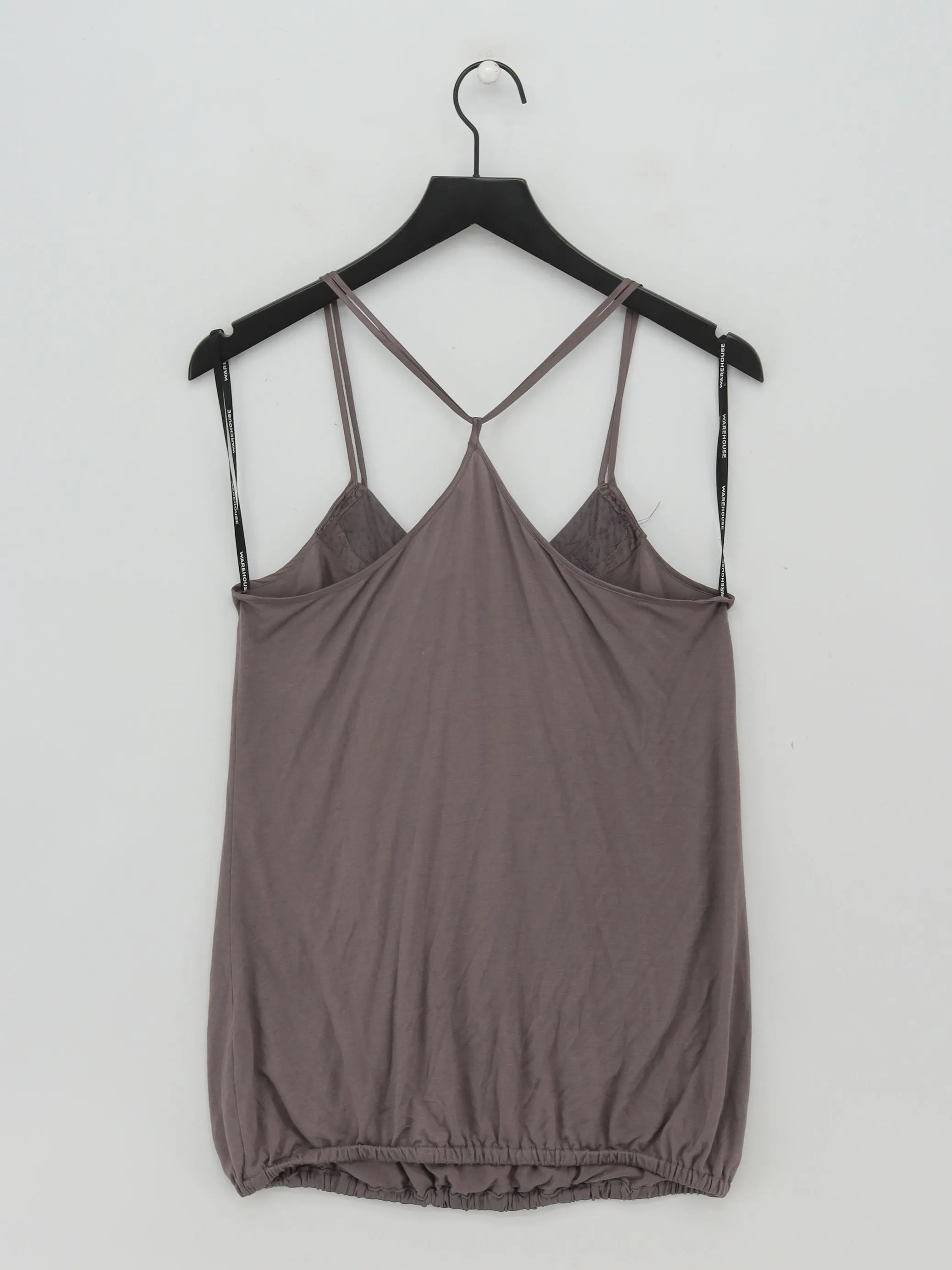 Warehouse Women's T-Shirt UK 12 Grey Viscose with Silk