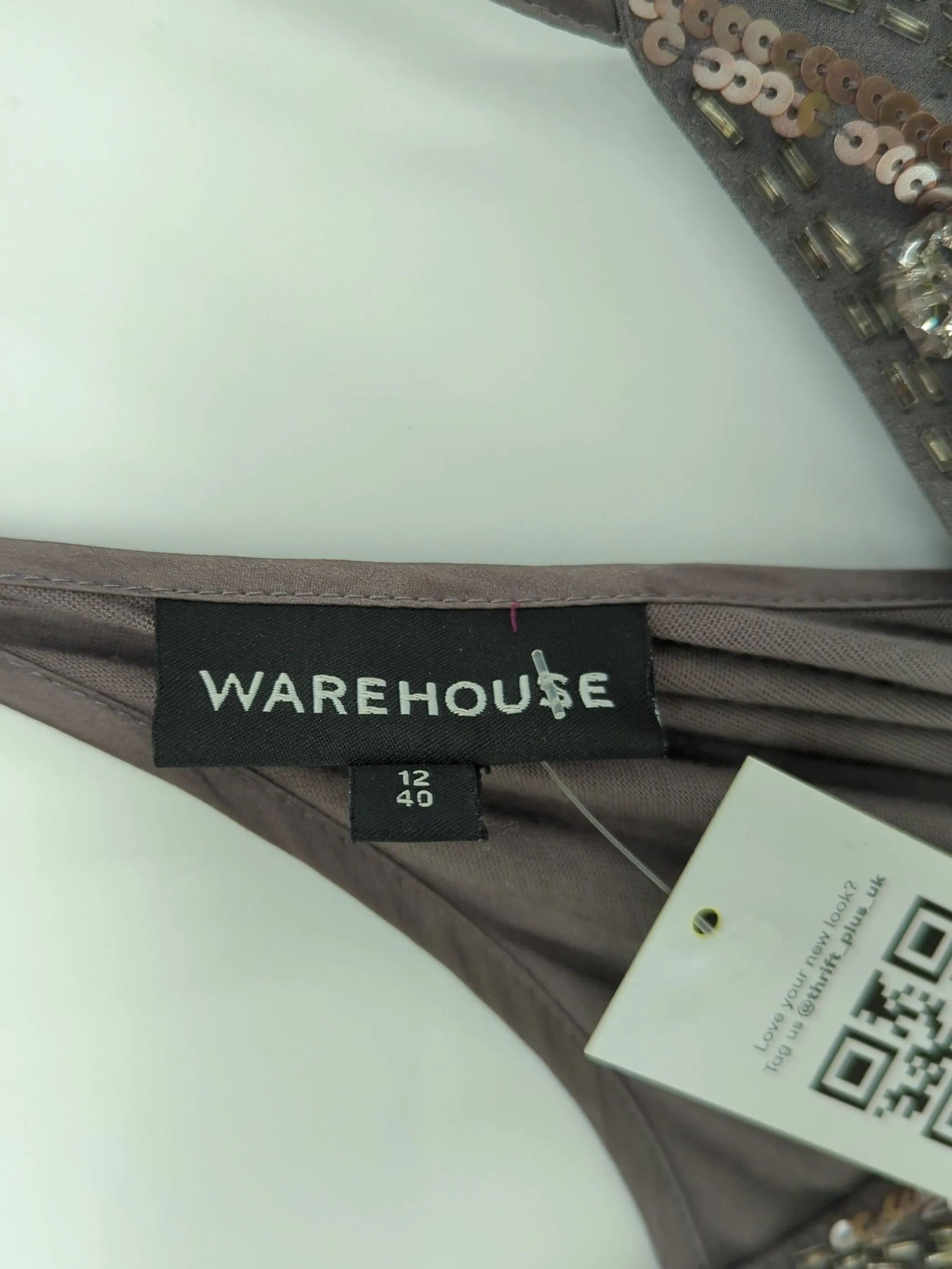 Warehouse Women's T-Shirt UK 12 Grey Viscose with Silk