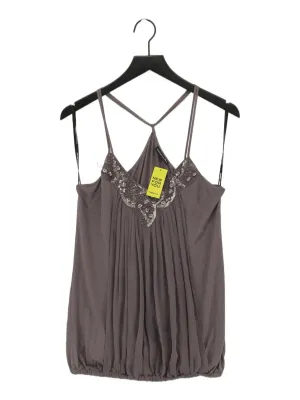 Warehouse Women's T-Shirt UK 12 Grey Viscose with Silk