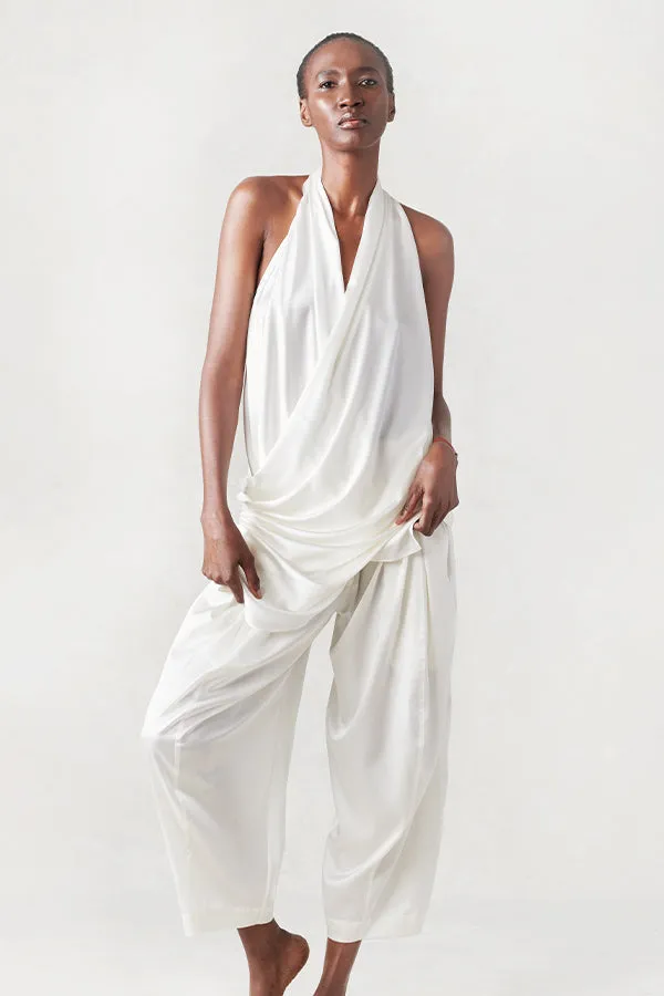 Washed Silk V neck Top