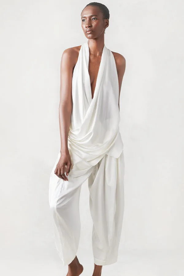 Washed Silk V neck Top