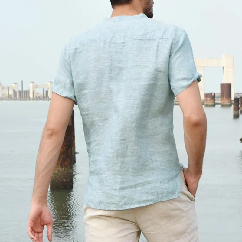 West Louis™ Short Sleeve Henley Collar Shirts