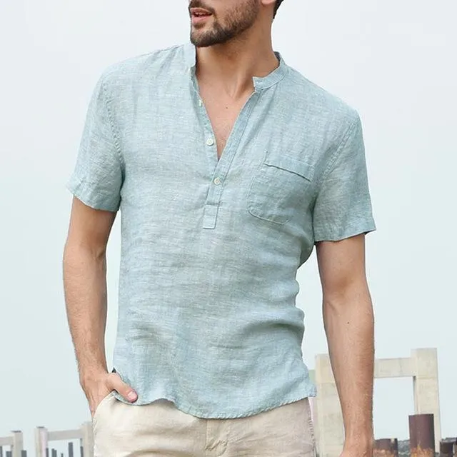 West Louis™ Short Sleeve Henley Collar Shirts