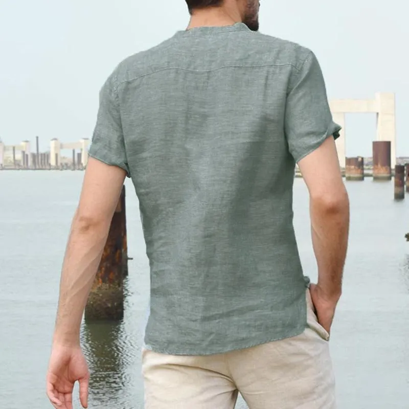 West Louis™ Short Sleeve Henley Collar Shirts