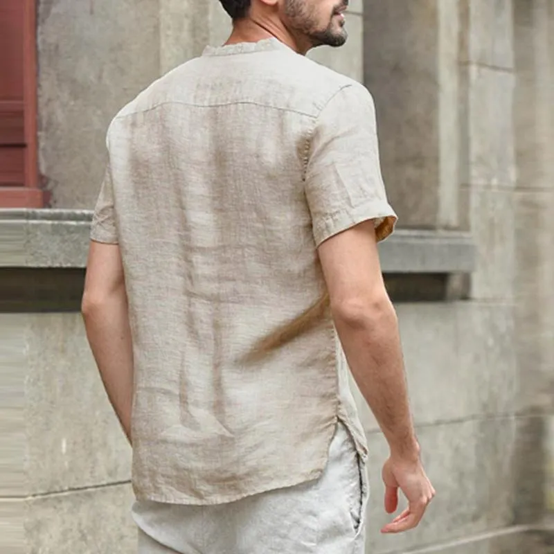 West Louis™ Short Sleeve Henley Collar Shirts