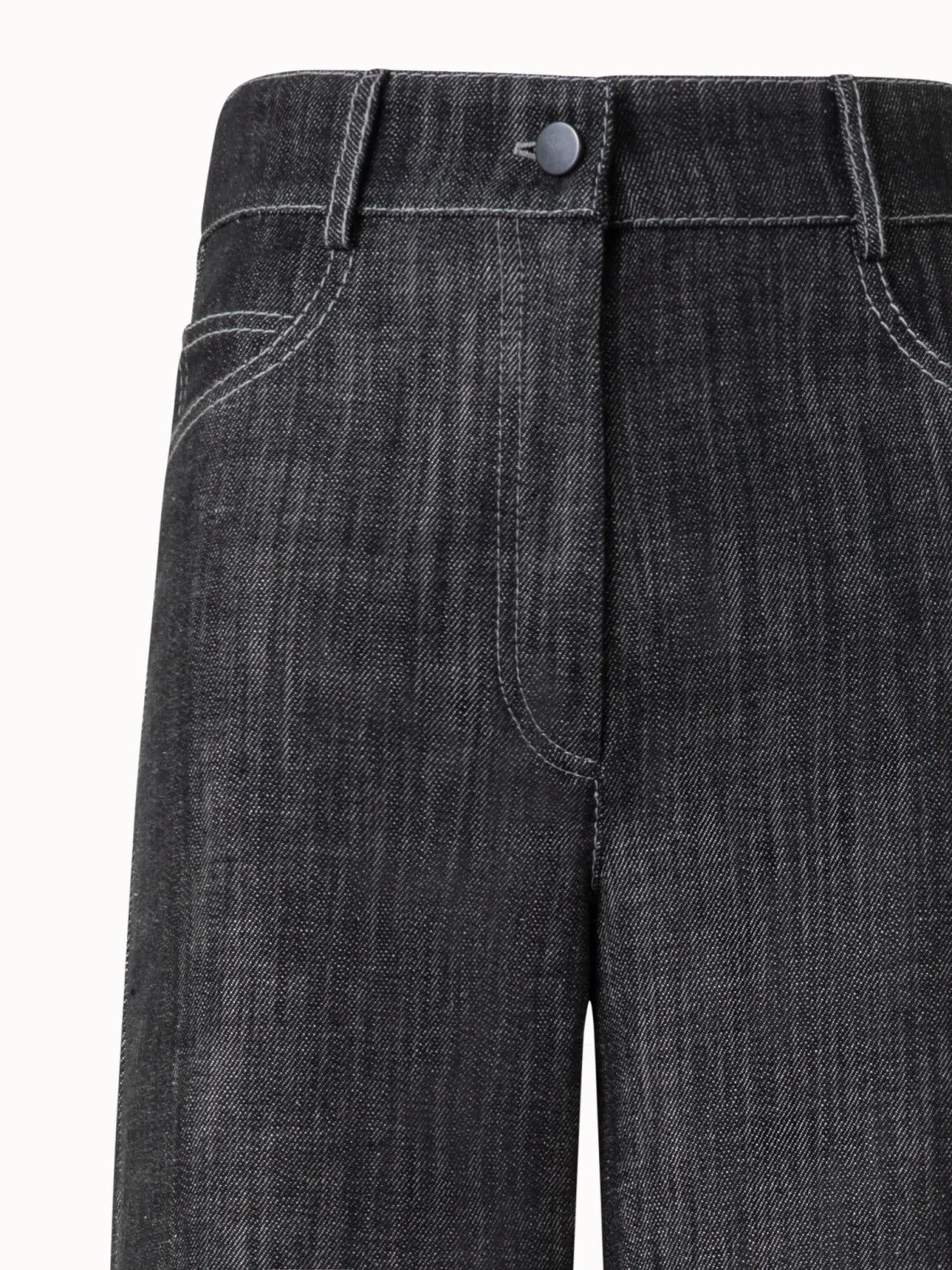 Wide Cotton Denim Pants