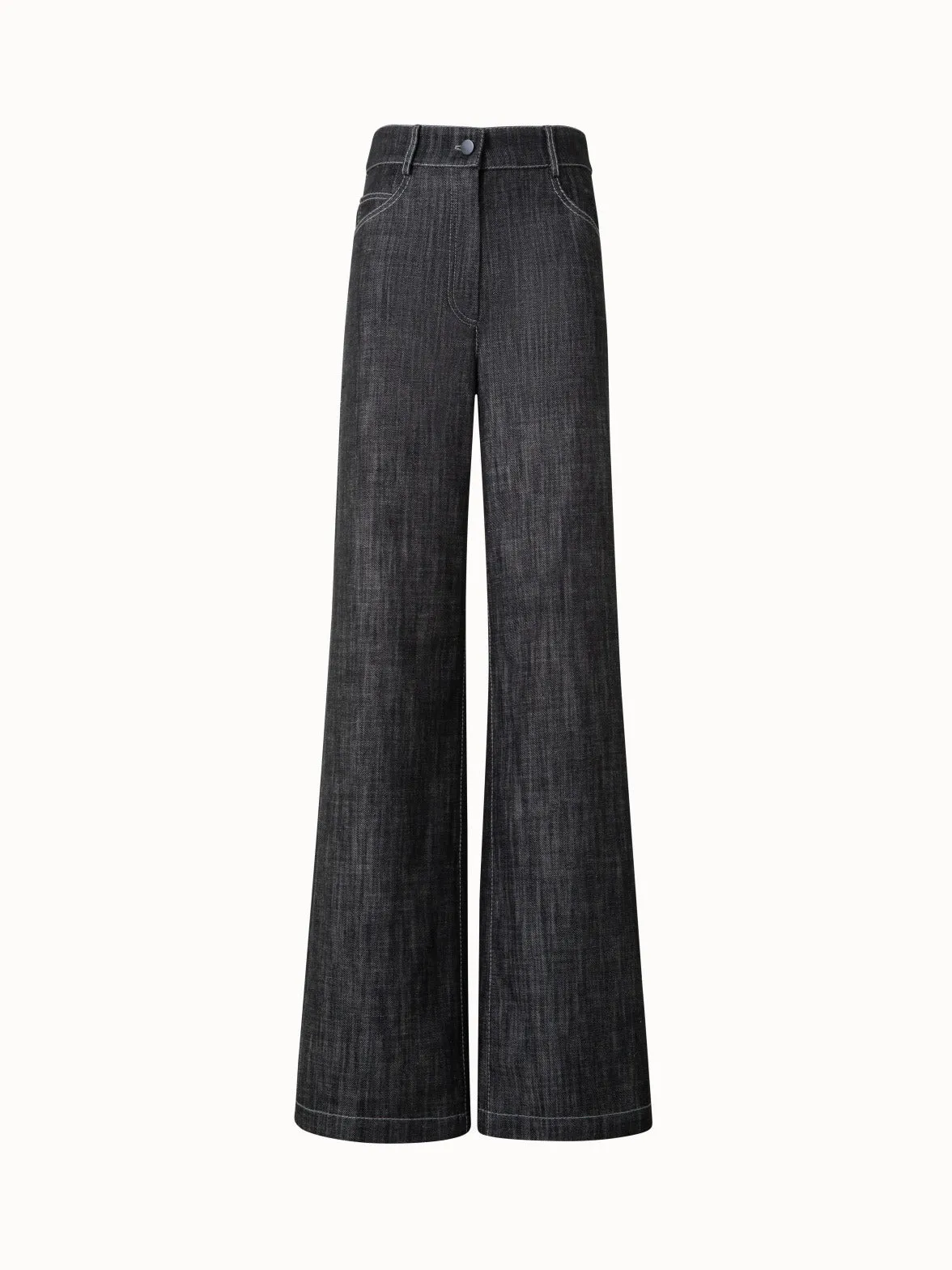 Wide Cotton Denim Pants