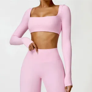 Winter Women's Yoga Long Sleeve Push-Up Fitness Top - Outdoor Running Brushed T-shirt