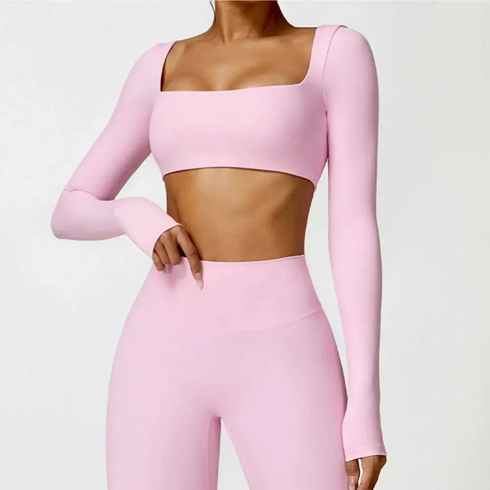 Winter Women's Yoga Long Sleeve Push-Up Fitness Top - Outdoor Running Brushed T-shirt