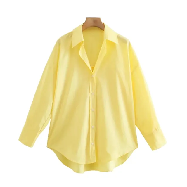 Women Fashion Loose  Blouses Vintage Long Sleeve Button-up