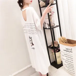 Women's Casual Loose Long Dress Women Short Sleeve Long Dresses Women T Shirt Dress Solid Color