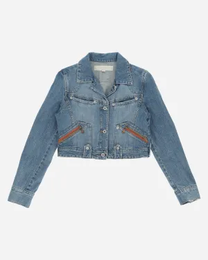 Women's Cropped Denim Jacket Blue