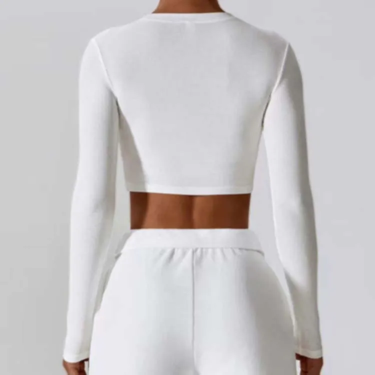 Women's Fitness Casual Thread Round Neck Long Sleeve Top