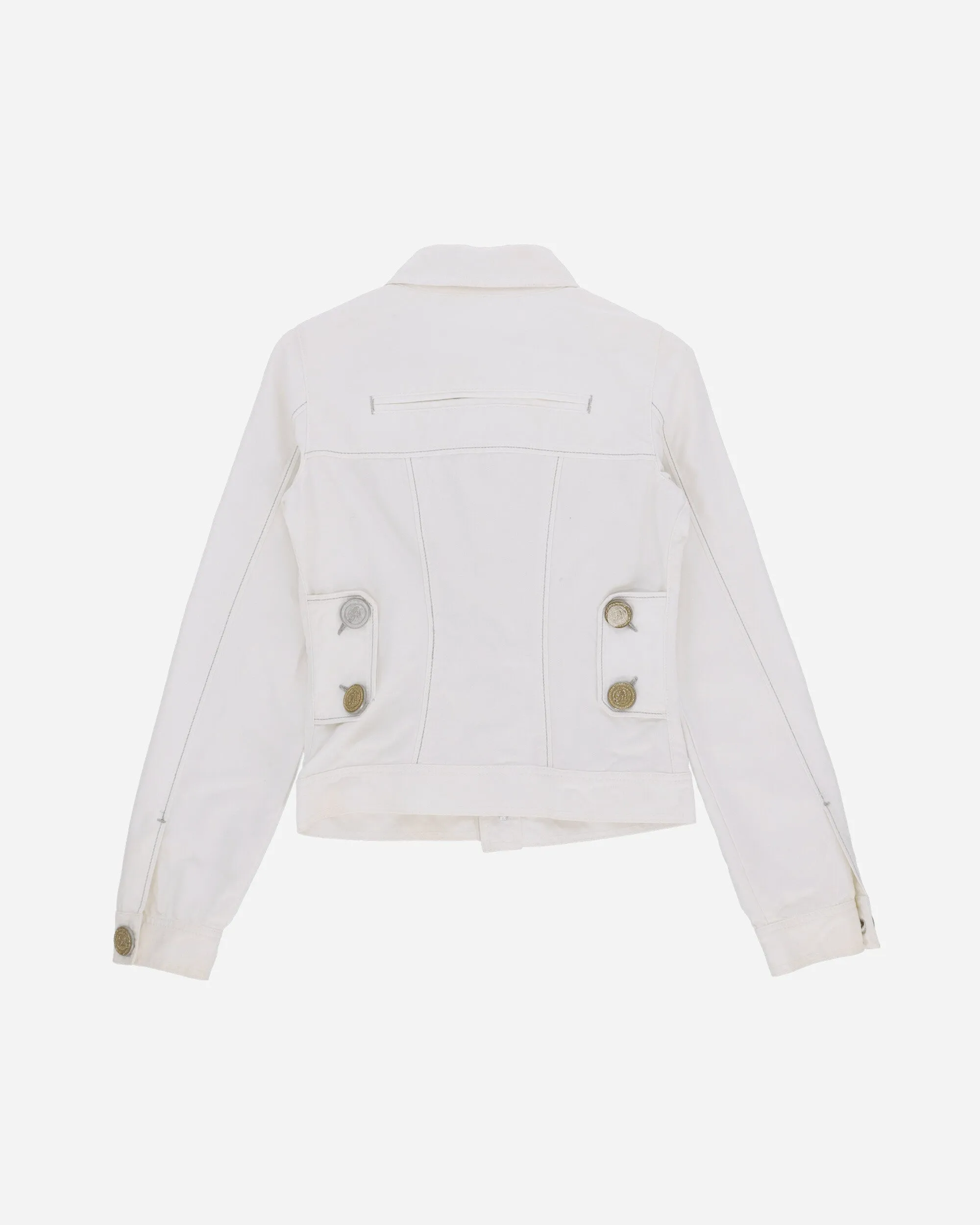 Women's Golden Buttons Denim Jacket White