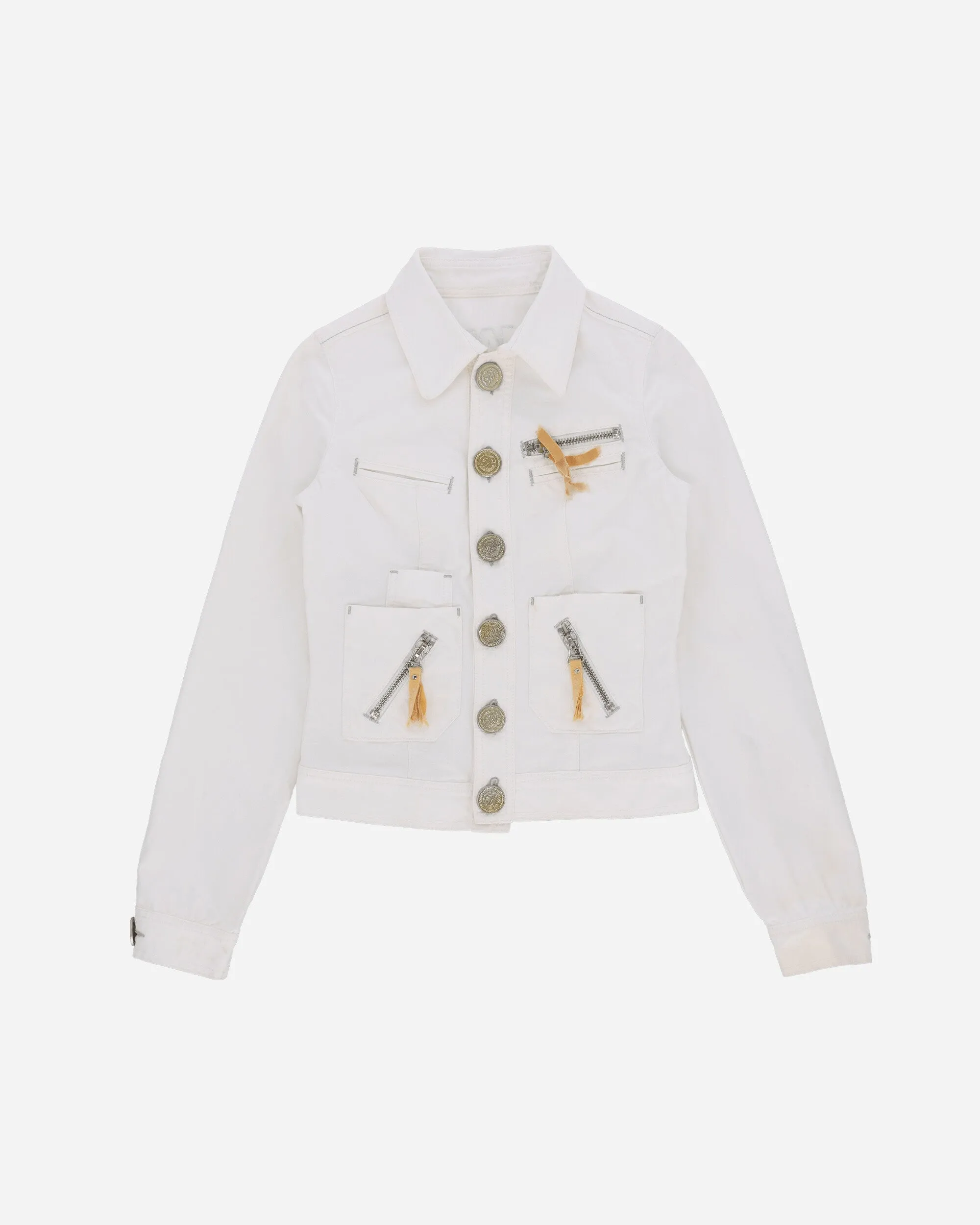 Women's Golden Buttons Denim Jacket White