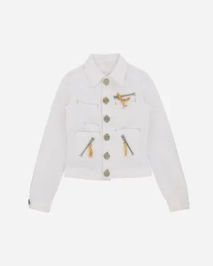 Women's Golden Buttons Denim Jacket White