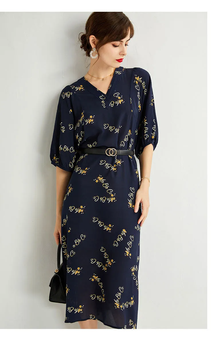Women's Summer Silk Dress Large Size Loose Tie Tall Long Dress
