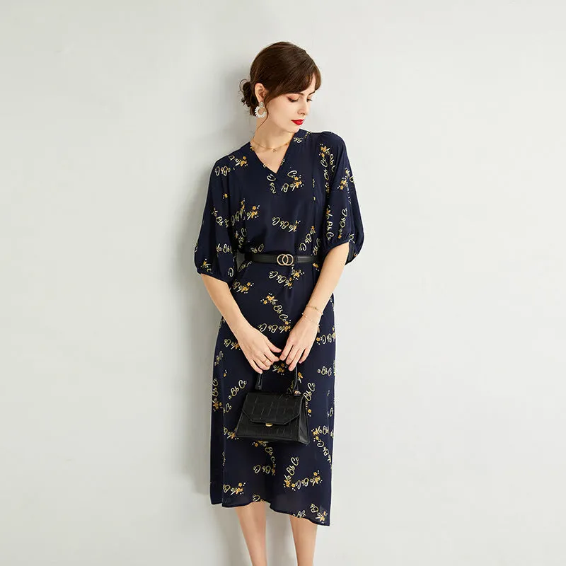 Women's Summer Silk Dress Large Size Loose Tie Tall Long Dress