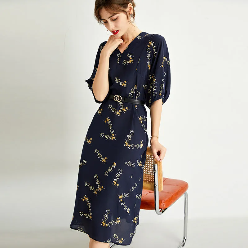 Women's Summer Silk Dress Large Size Loose Tie Tall Long Dress