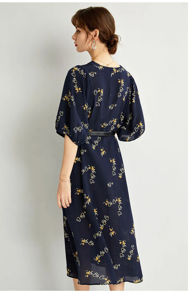 Women's Summer Silk Dress Large Size Loose Tie Tall Long Dress