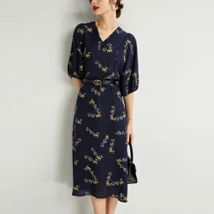 Women's Summer Silk Dress Large Size Loose Tie Tall Long Dress