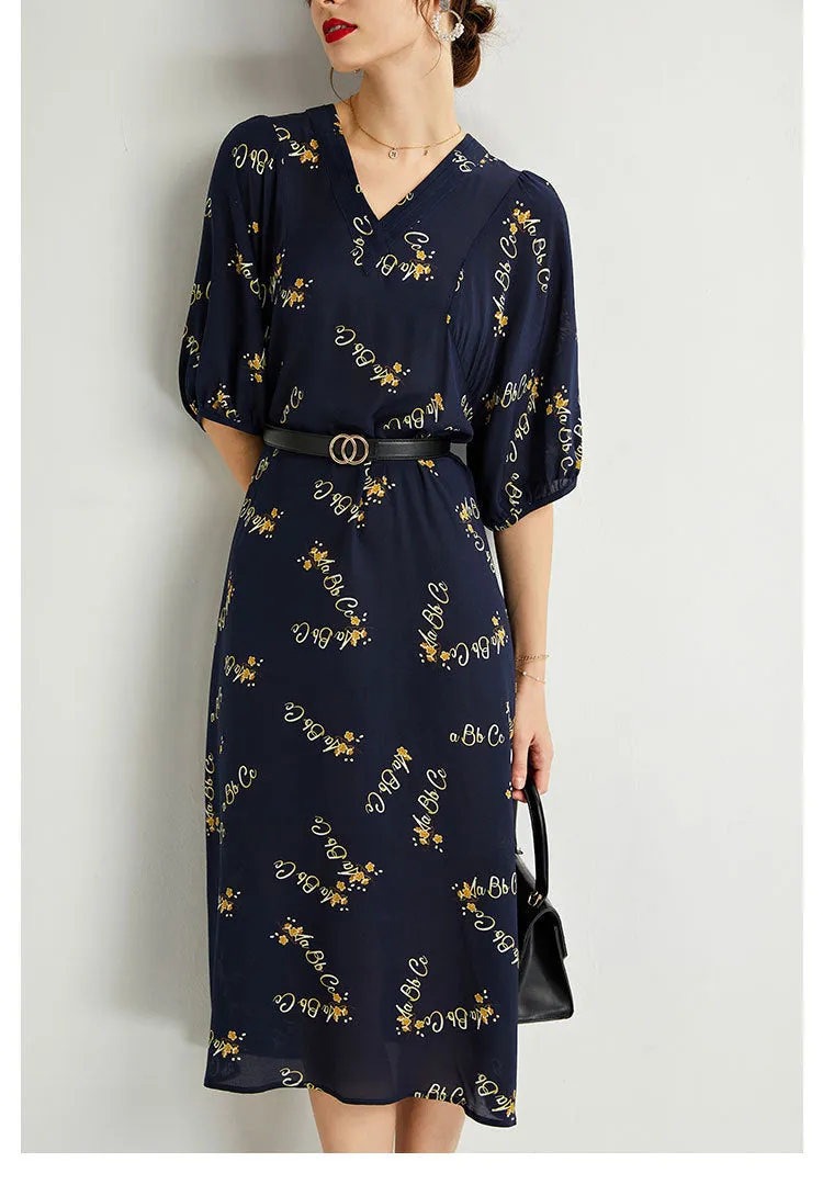 Women's Summer Silk Dress Large Size Loose Tie Tall Long Dress