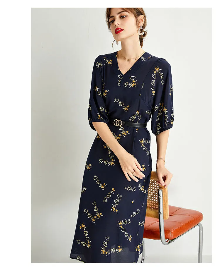 Women's Summer Silk Dress Large Size Loose Tie Tall Long Dress