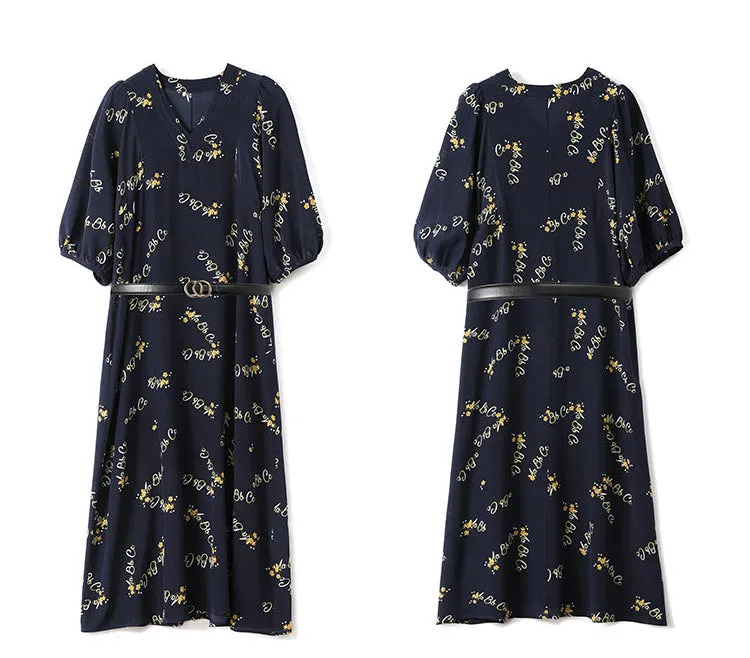 Women's Summer Silk Dress Large Size Loose Tie Tall Long Dress