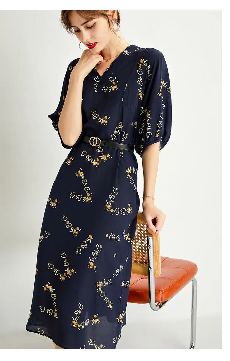 Women's Summer Silk Dress Large Size Loose Tie Tall Long Dress