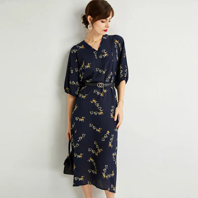 Women's Summer Silk Dress Large Size Loose Tie Tall Long Dress