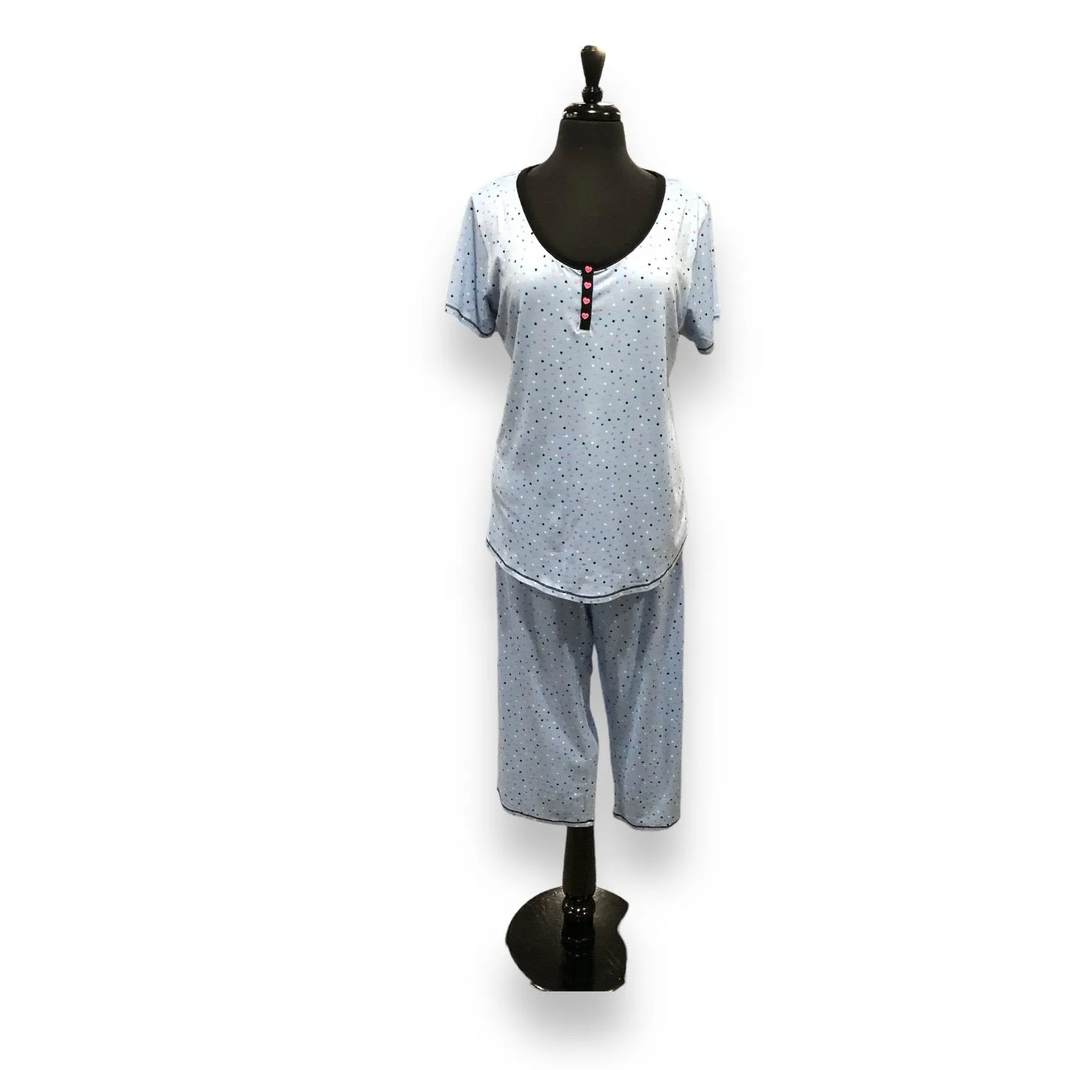 Women's Two Piece Peached Jersey Capri Set with T-Shirt