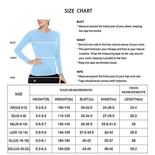 Women's UPF 50  Sun Protection Cool Fast Dry Rashguard Long Sleeve Athletic Tops T -Shirt (Blue, XL)
