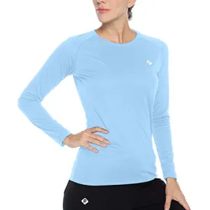 Women's UPF 50  Sun Protection Cool Fast Dry Rashguard Long Sleeve Athletic Tops T -Shirt (Blue, XL)