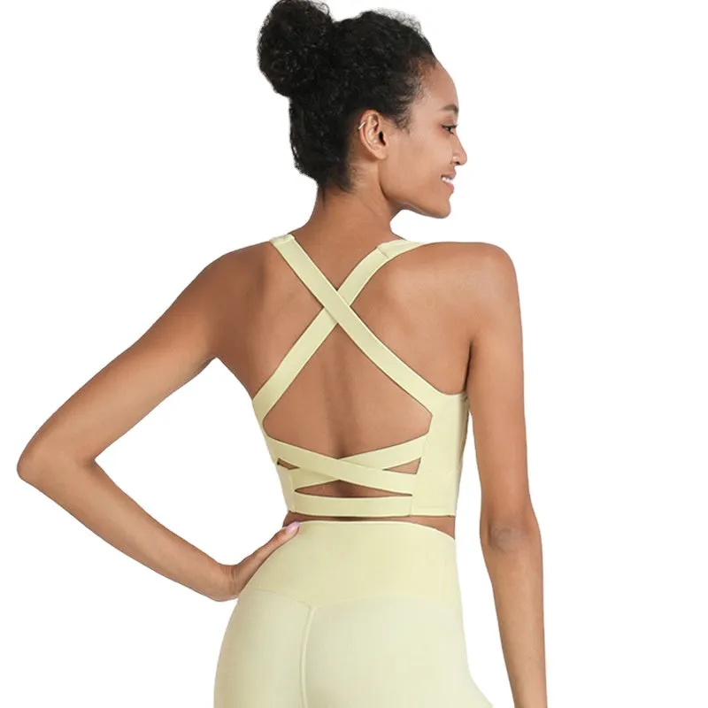 Women's Yoga Top Cut Out Solid Color Yoga Top Gym Sports Sleeveless Cropped Yoga Top