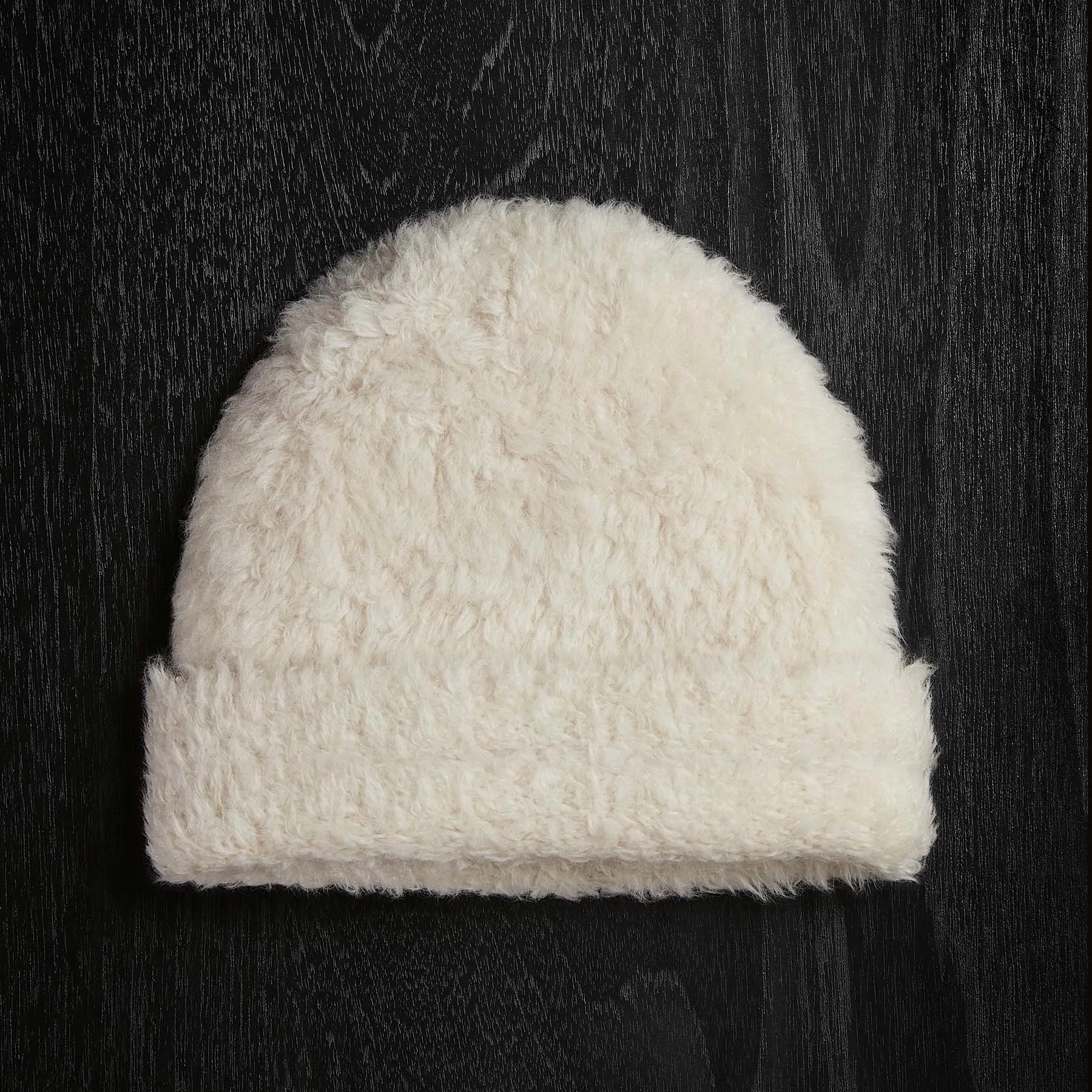 Wool Blend Sherpa Beanie - Natural