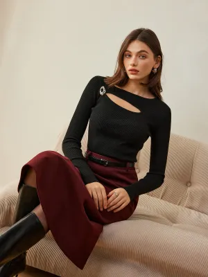 Wool-Blend Skinny Knit Top