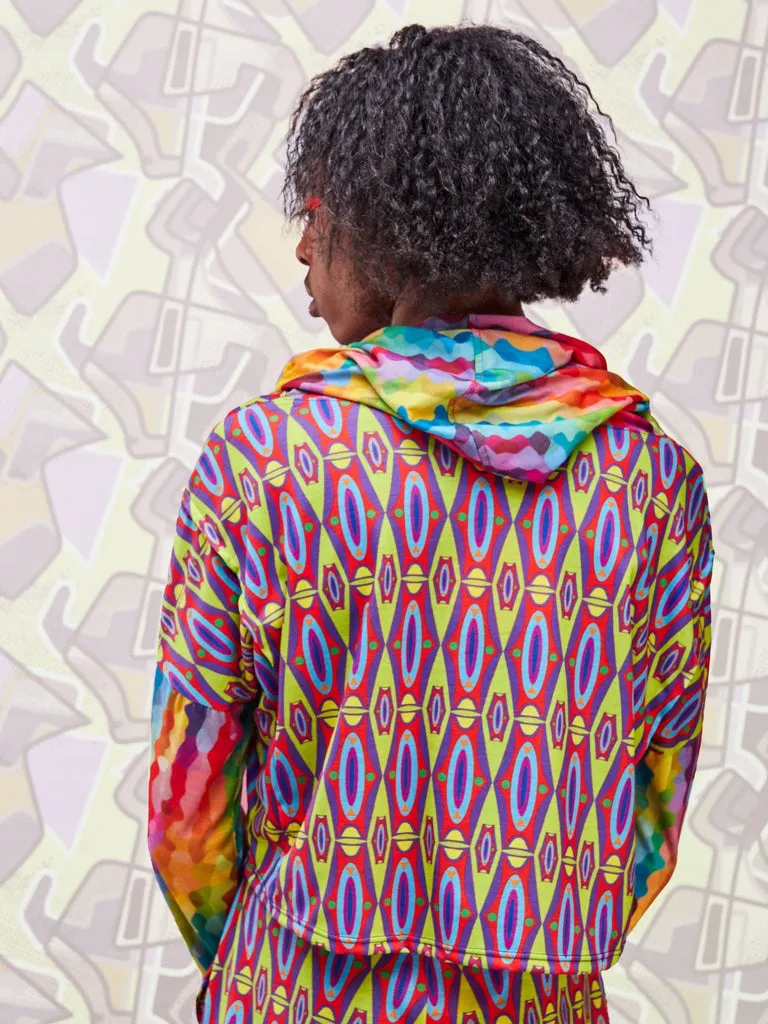 Zoya Brave Hoodie Print Crop Top - Geometric / Rainbow Print