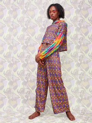Zoya Brave Hoodie Print Crop Top - Geometric / Rainbow Print
