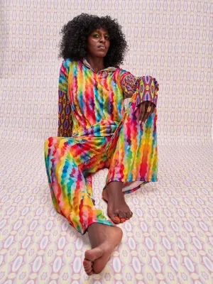 Zoya Brave Hoodie Print Top - Rainbow Geometric Print